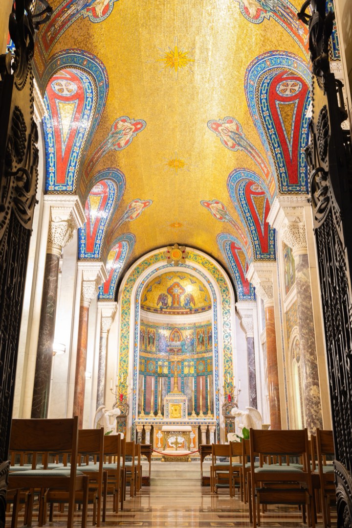 Golden narthex mosaics